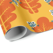 Papier Cadeau Feuilles de automne avec de mignons bugs amusant J (Coin rond)
