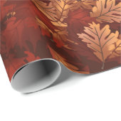 Papier Cadeau Feuilles de chêne d'érable couleur automne (Coin rond)