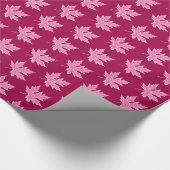 Papier Cadeau Feuilles de chêne - vin bordeaux et rose (Coin)