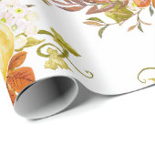 Papier Cadeau Feuilles de citrouille et d'automne Carrelé automn (Coin rond)