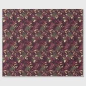 Papier Cadeau Feuilles de couleur or et floral séché (Plat)