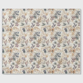 Papier Cadeau Feuilles de couleur or et floral séché (Plat)