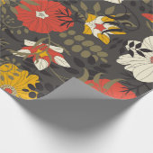 Papier Cadeau feuilles de dessins animés et fleurs sur un arrièr (Coin)