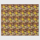 Papier Cadeau Feuilles de Érable Tombées Jaune Automne Nature (Plat)