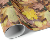 Papier Cadeau Feuilles de Érable Tombées Jaune Automne Nature (Coin rond)