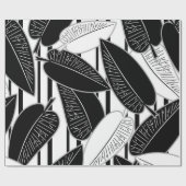Papier Cadeau Feuilles de ficus noir moderne abstrait rayé p (Plat)