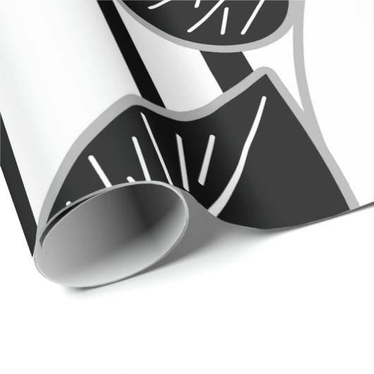 Papier Cadeau Feuilles de ficus noir moderne abstrait rayé p (Coin rond)