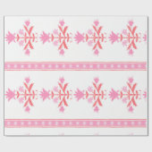 Papier Cadeau Feuilles de fleurs roses (Plat)