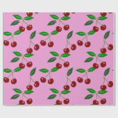 Papier Cadeau Feuilles de fruits de cerise rose classique Choisi (Plat)