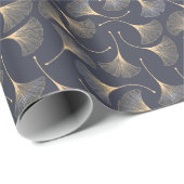 Papier Cadeau Feuilles de Ginkgo modèle floral sans joint (Coin rond)