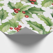 Papier Cadeau Feuilles de houx de Noël (Coin)