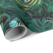 Papier Cadeau Feuilles de la forêt tropicale tropicale (Coin rond)