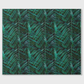 Papier Cadeau Feuilles de la nuit Green Tropical Palm (Plat)