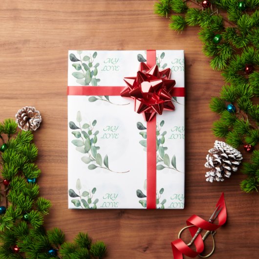 Papier Cadeau Feuilles de l'Eucalyptus vert (Cadeau de vacances)