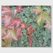 Papier Cadeau Feuilles de lierre vert rouge automne saison (Plat)
