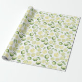 Papier Cadeau Feuilles de Limes Vertes Fruit (Déroulé)