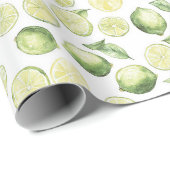 Papier Cadeau Feuilles de Limes Vertes Fruit (Coin rond)