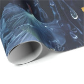 Papier Cadeau Feuilles de luminogramme coloré Ginkgo (Coin rond)