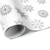 Papier Cadeau Feuilles de neige en argent Papier d'enveloppement (Coin rond)