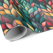 Papier Cadeau Feuilles de Noël Abstraits (Coin rond)