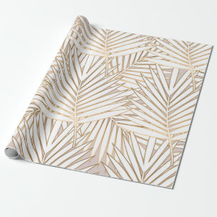 Papier Cadeau Feuilles de palme doré sans couture motif sur dos