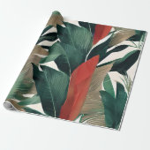 Papier Cadeau Feuilles de palmier aux tons feutrés (Déroulé)