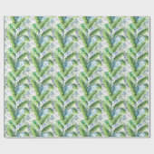 Papier Cadeau Feuilles de palmier d'aquarelle, arrière - plan ex (Plat)