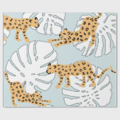 Papier Cadeau Feuilles de palmiers léopards tropicaux, e (Plat)