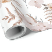 Papier Cadeau Feuilles de papier d'emballage floral aquarelle (Coin rond)