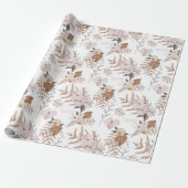 Papier Cadeau Feuilles de papier d'emballage floral aquarelle (Déroulé)