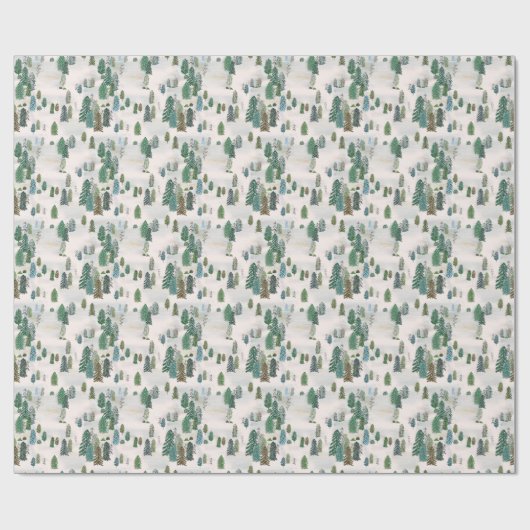 Papier Cadeau Feuilles de papier d'enveloppement de forêt d'hive (Plat)