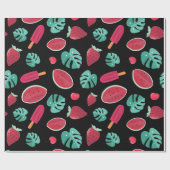 Papier Cadeau Feuilles de pavot, cerise, fraise et pastèque (Plat)