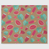 Papier Cadeau Feuilles de pavot, cerise, fraise et pastèque (Plat)