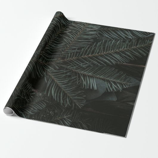 Papier Cadeau Feuilles de pins verts (Déroulé)