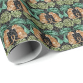 Papier Cadeau Feuilles de tigres : Aquarelle Jungle sans joint. (Coin rond)