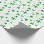Papier Cadeau Feuilles de trèfle d'aquarelle (Coin)