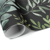 Papier Cadeau Feuilles de verdure aquarelle (Coin rond)