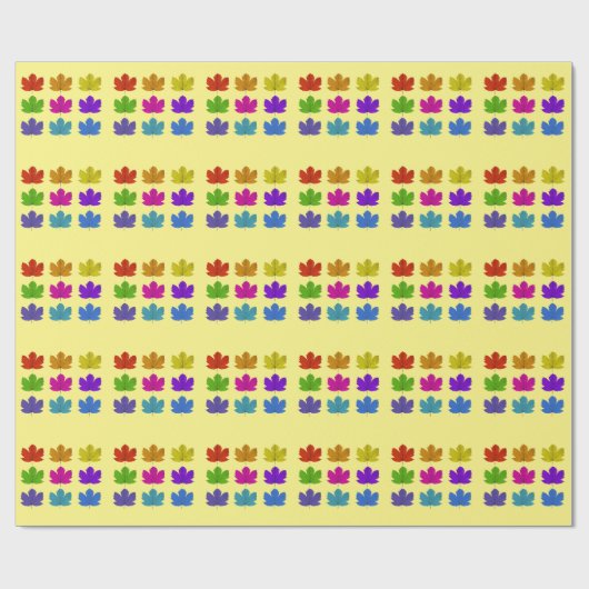 Papier Cadeau Feuilles d'érable colorés (Plat)