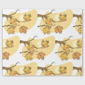 Papier Cadeau Feuilles d'érable d'automne avec Branches et couch (Plat)