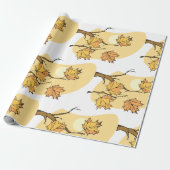 Papier Cadeau Feuilles d'érable d'automne avec Branches et couch (Déroulé)