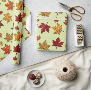 Papier Cadeau Feuilles d'érable d'automne Motif sans couture