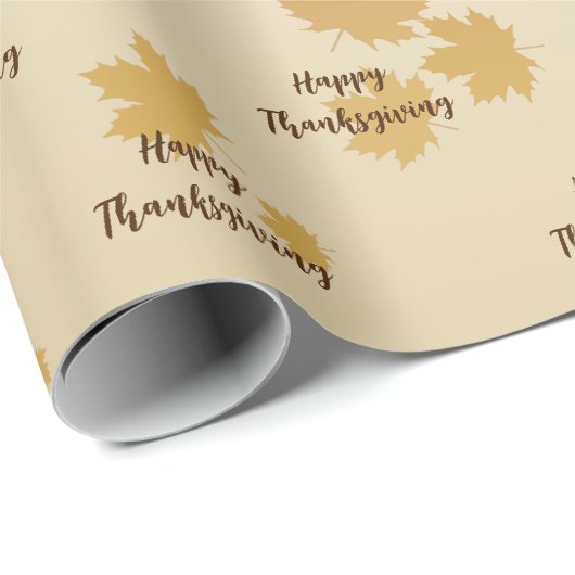 Papier Cadeau Feuilles d'érable de Thanksgiving (Coin rond)
