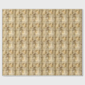 Papier Cadeau Feuilles d'érable or sur papier parchemin élégant (Plat)