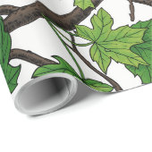 Papier Cadeau Feuilles d'érable sur fond blanc (Coin rond)