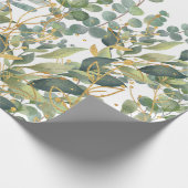 Papier Cadeau Feuilles D'Eucalyptus Botanique Or Et Vert (Coin)