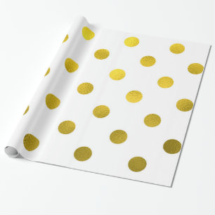 Papier Cadeau Feuilles d'or Faux métalliques Foil Grand Polka P