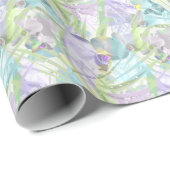 Papier Cadeau Feuilles d'orchidées et de palmiers, tropicale (Coin rond)