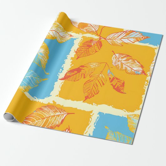 Papier Cadeau Feuilles du bloc d'automne (Déroulé)