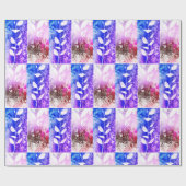 Papier Cadeau Feuilles en carreaux rose Abstrait Motif (Plat)