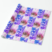 Papier Cadeau Feuilles en carreaux rose Abstrait Motif (Déroulé)